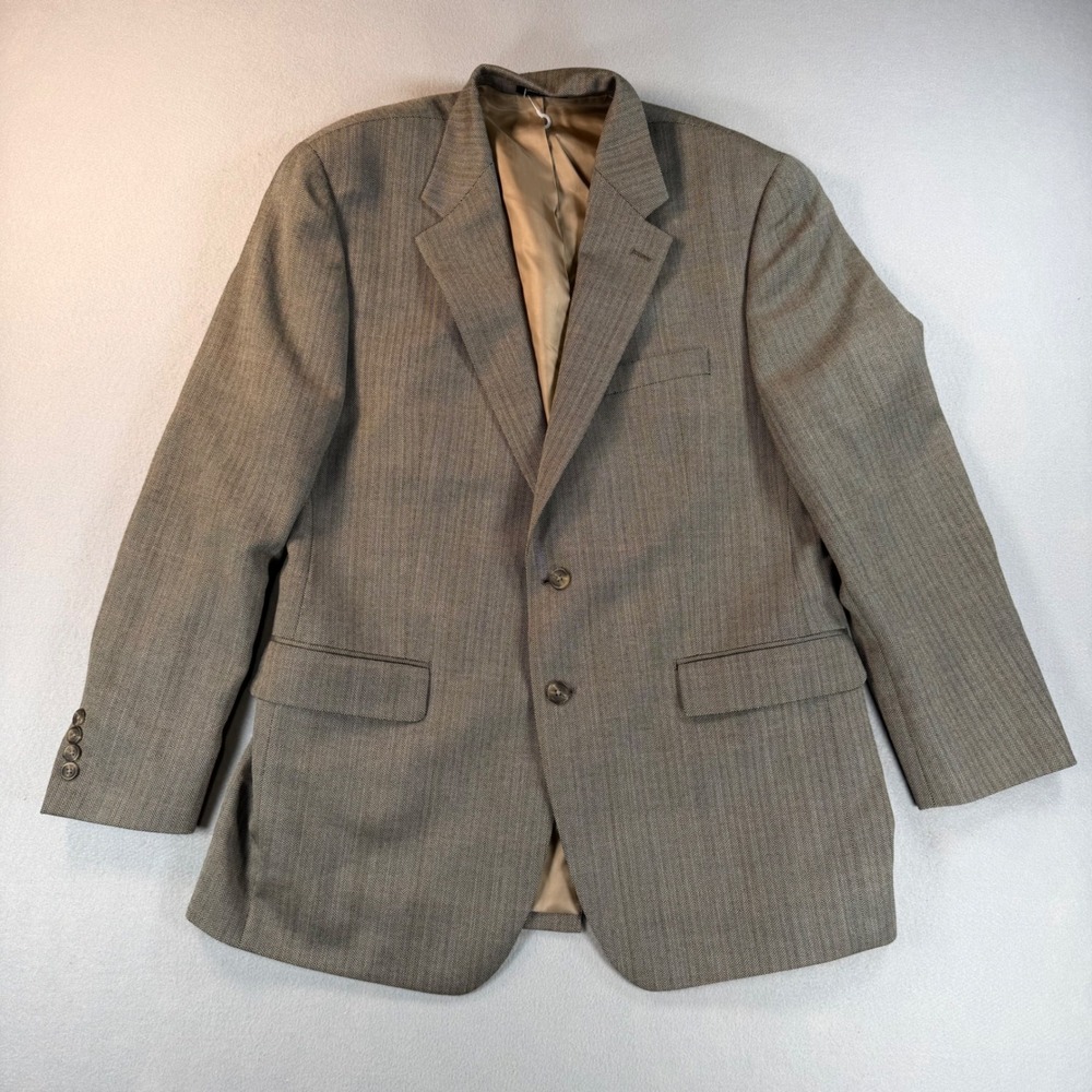 VIntage Ralph Lauren Mens Brown Herringbone Wool Blazer Sport Coat 2 Button 42R